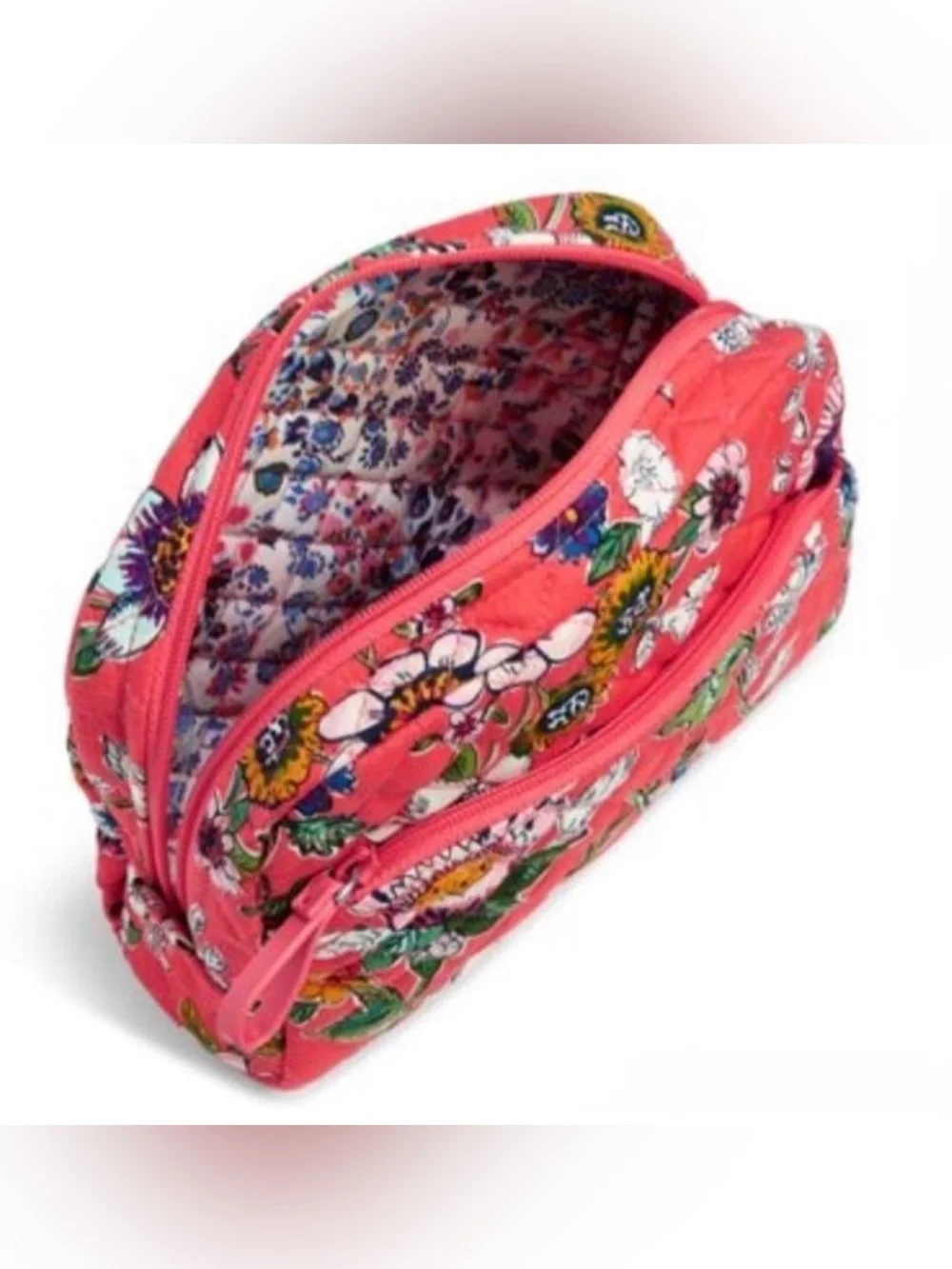 Vera Bradley Coral Floral Iconic Cosmetic Bag
